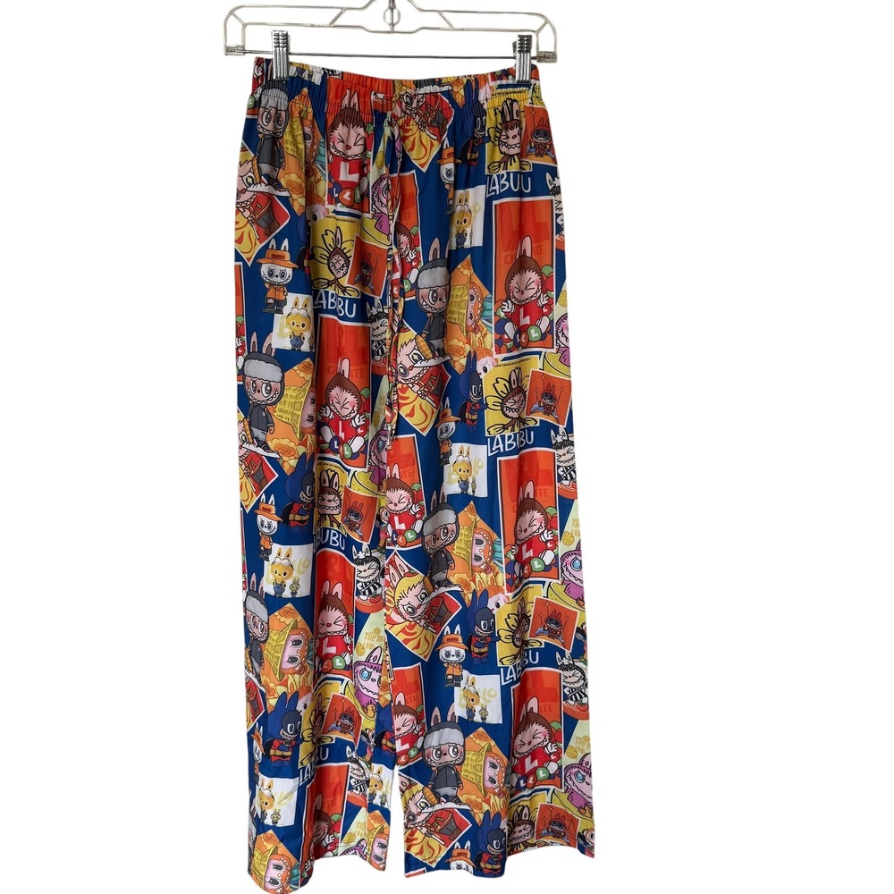 Labubu Graphic Print Wide Leg Pants Women Size S Multicolor Excellent Streetwear